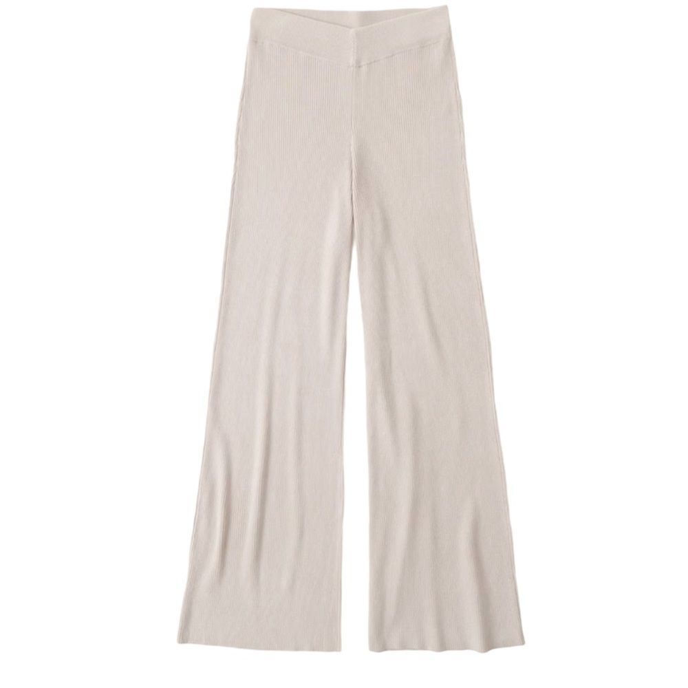 Whyte Valentyne Ribbed wide leg pants Sz 10 ivory Cream New